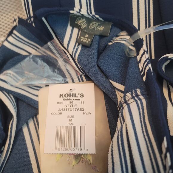 Lily Rose Navy White Stripped Business Casual Women's Jumpsuit Medium NWT - Picture 5 of 7